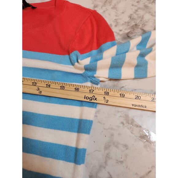 Talbots Women's Coral Striped Button Back Pullover Sweater Top Size Small - Picture 5 of 6